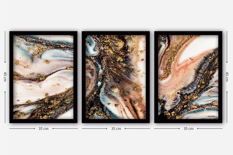 Decoratiivinen Kehystetty Taulu (3 osaa) 35x45 - Sisustustuotteet - Taulu & taide - Canvas-taulu