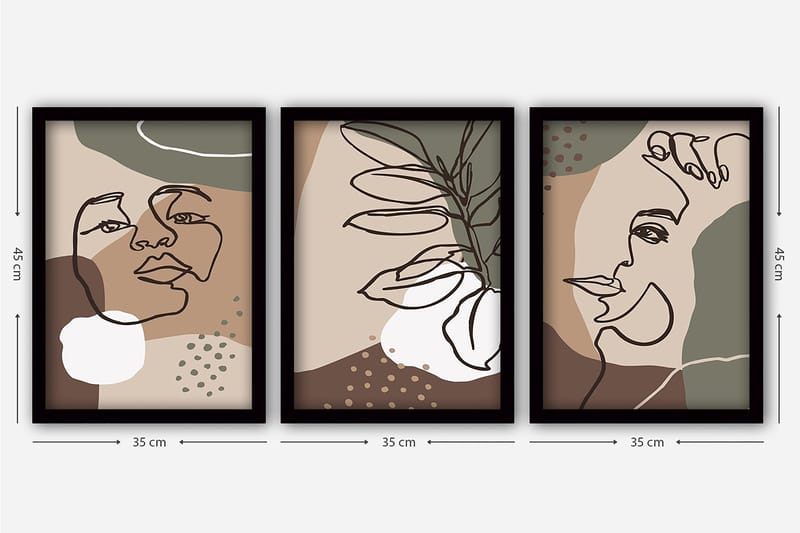 Decoratiivinen Kehystetty Taulu (3 osaa) 35x45 - Sisustustuotteet - Taulu & taide - Canvas-taulu