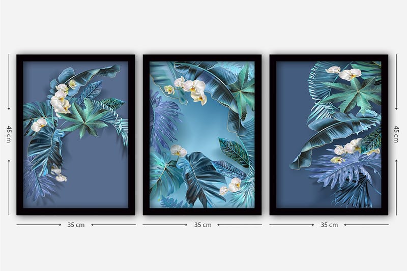 Decoratiivinen Kehystetty Taulu (3 osaa) 35x45 - Sisustustuotteet - Taulu & taide - Canvas-taulu