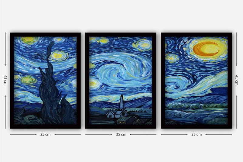 Decoratiivinen Kehystetty Taulu (3 osaa) 35x45 - Sisustustuotteet - Taulu & taide - Canvas-taulu