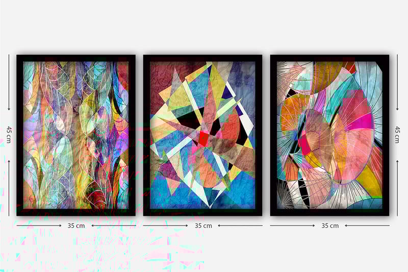 Decoratiivinen Kehystetty Taulu (3 osaa) 35x45 - Sisustustuotteet - Taulu & taide - Canvas-taulu