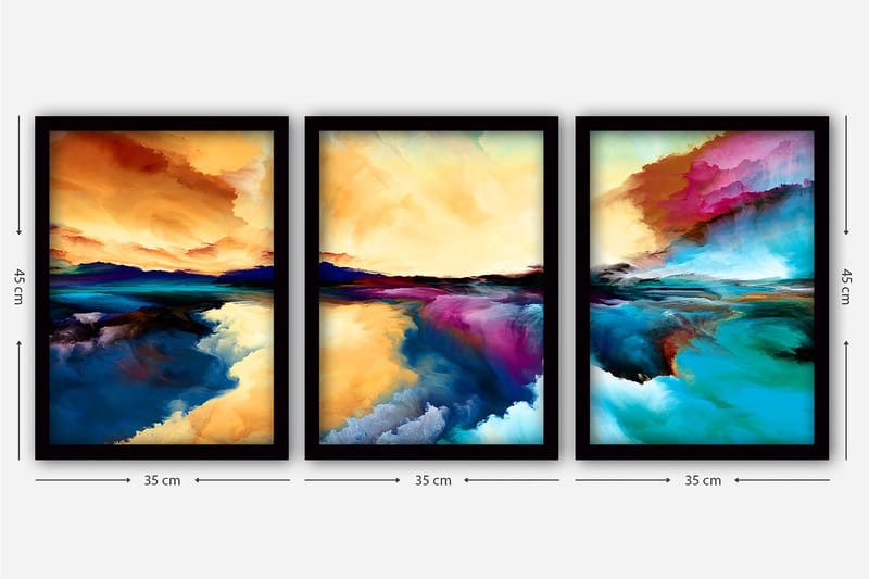 Decoratiivinen Kehystetty Taulu (3 osaa) 35x45 - Sisustustuotteet - Taulu & taide - Canvas-taulu
