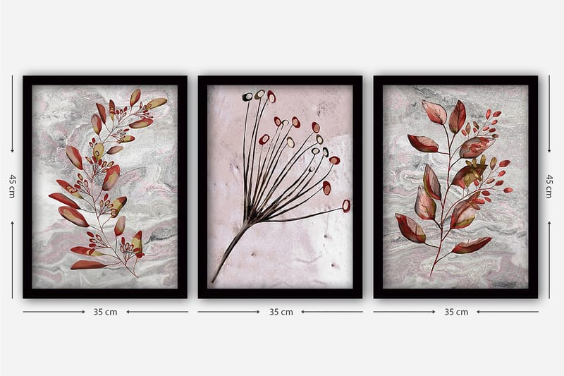 Decoratiivinen Kehystetty Taulu (3 osaa) 35x45 - Sisustustuotteet - Taulu & taide - Canvas-taulu