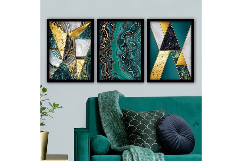 Decoratiivinen Kehystetty Taulu (3 osaa) 35x45 - Sisustustuotteet - Taulu & taide - Canvas-taulu