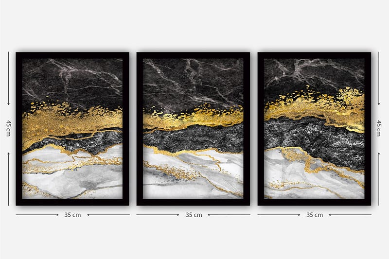 Decoratiivinen Kehystetty Taulu (3 osaa) 35x45 - Sisustustuotteet - Taulu & taide - Canvas-taulu