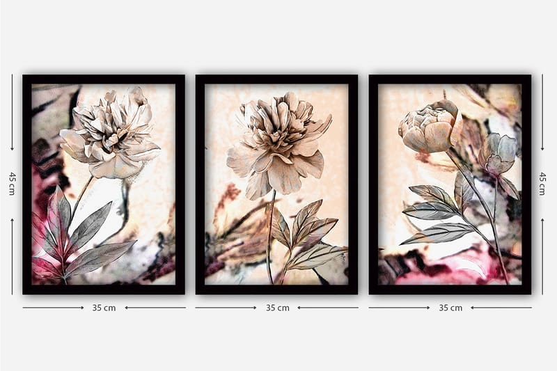 Decoratiivinen Kehystetty Taulu (3 osaa) 35x45 - Sisustustuotteet - Taulu & taide - Canvas-taulu