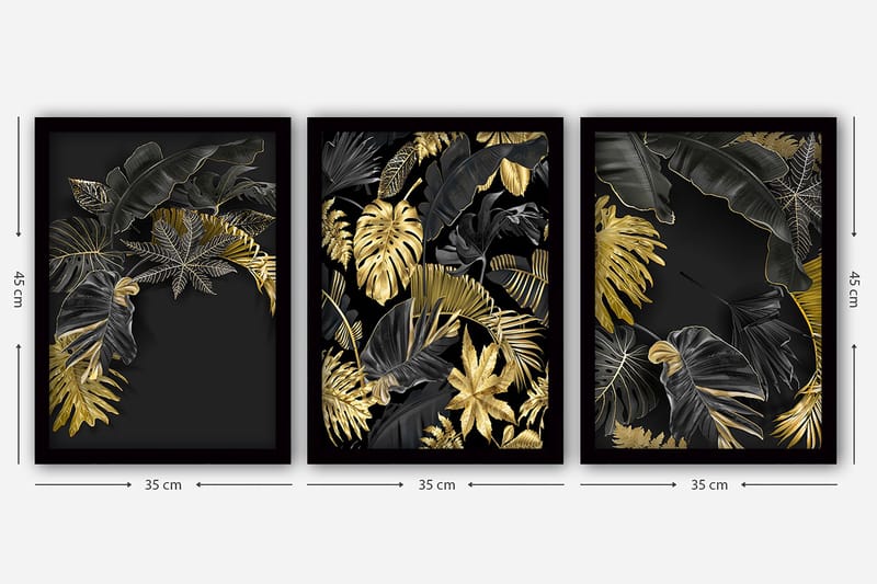 Decoratiivinen Kehystetty Taulu (3 osaa) 35x45 - Sisustustuotteet - Taulu & taide - Canvas-taulu