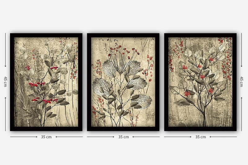 Decoratiivinen Kehystetty Taulu (3 osaa) 35x45 - Sisustustuotteet - Taulu & taide - Canvas-taulu