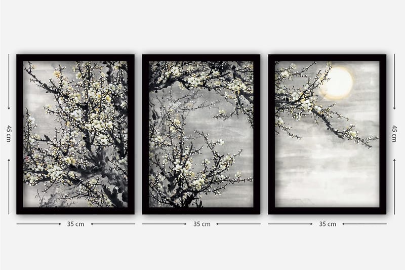 Decoratiivinen Kehystetty Taulu (3 osaa) 35x45 - Sisustustuotteet - Taulu & taide - Canvas-taulu