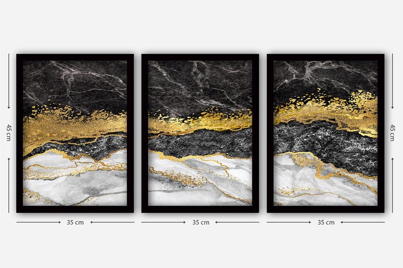 Decoratiivinen Kehystetty Taulu (3 osaa) 35x45 - Sisustustuotteet - Taulu & taide - Canvas-taulu