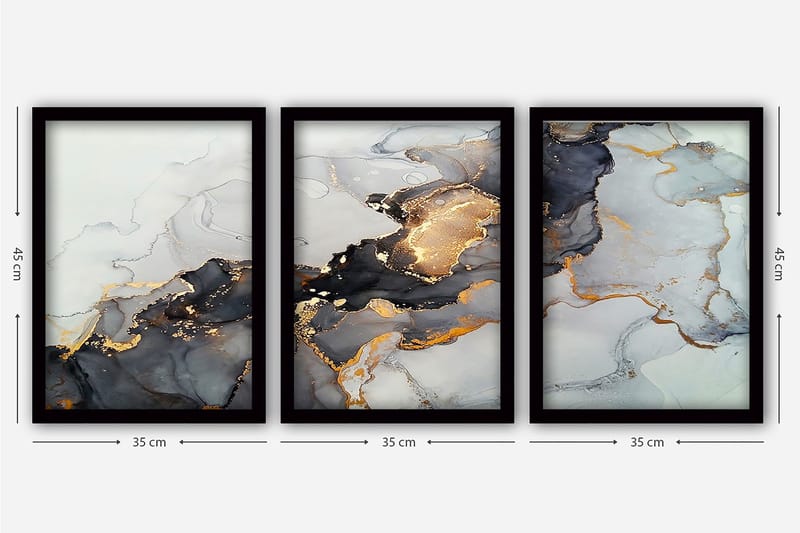 Decoratiivinen Kehystetty Taulu (3 osaa) 35x45 - Sisustustuotteet - Taulu & taide - Canvas-taulu