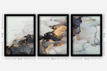 Decoratiivinen Kehystetty Taulu (3 osaa) 35x45 - Sisustustuotteet - Taulu & taide - Canvas-taulu
