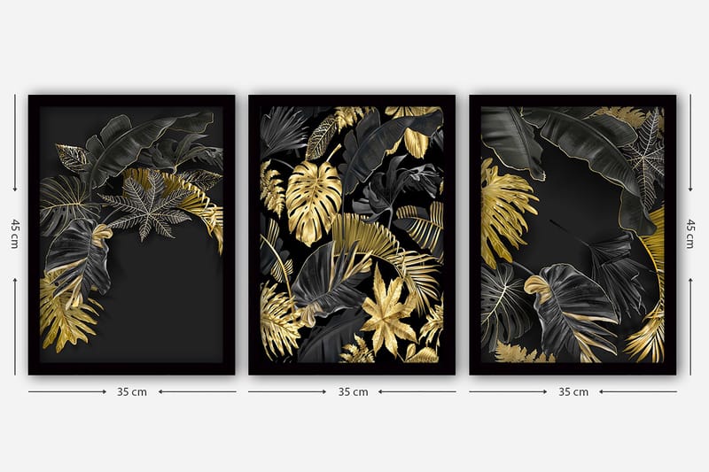 Decoratiivinen Kehystetty Taulu (3 osaa) 35x45 - Sisustustuotteet - Taulu & taide - Canvas-taulu