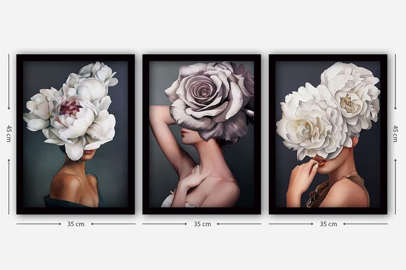 Decoratiivinen Kehystetty Taulu (3 osaa) 35x45 - Sisustustuotteet - Taulu & taide - Canvas-taulu