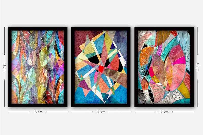 Decoratiivinen Kehystetty Taulu (3 osaa) 35x45 - Sisustustuotteet - Taulu & taide - Canvas-taulu