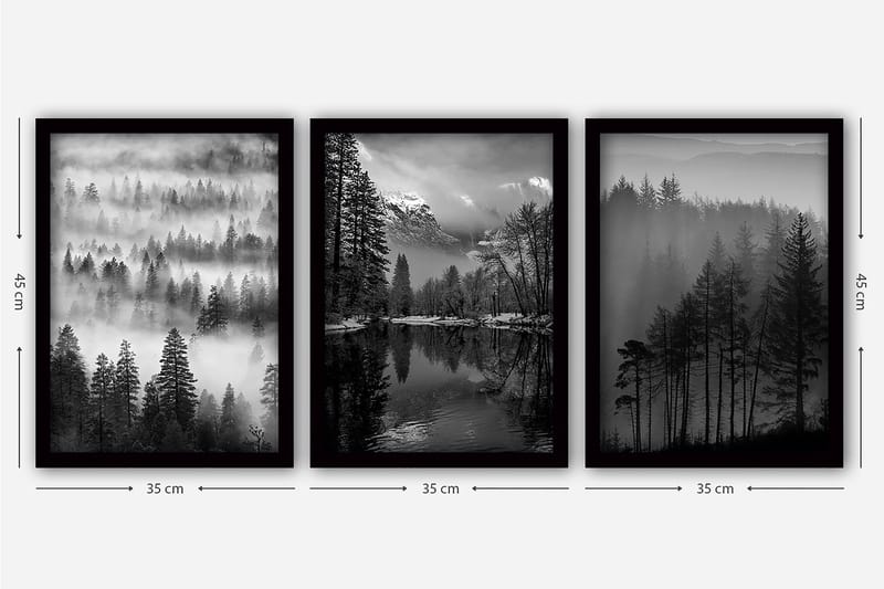 Decoratiivinen Kehystetty Taulu (3 osaa) 35x45 - Sisustustuotteet - Taulu & taide - Canvas-taulu
