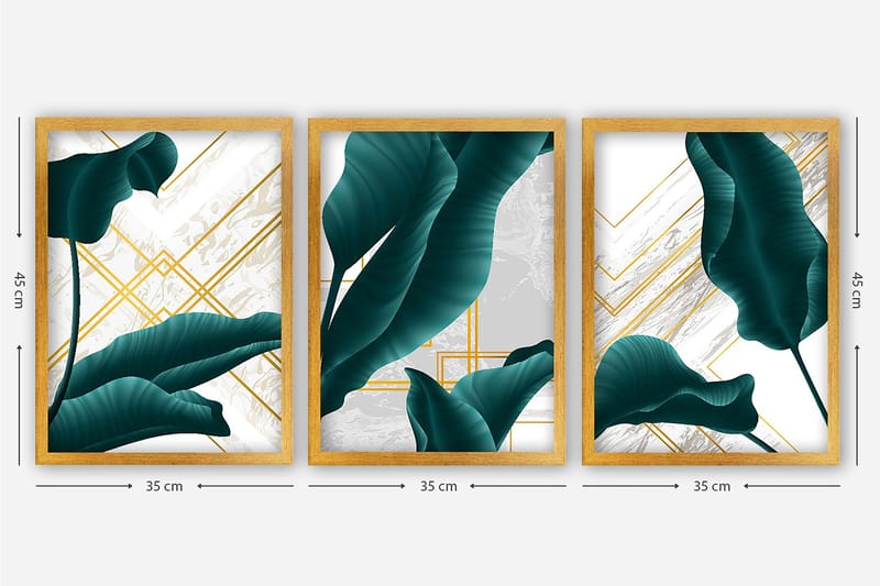 Decoratiivinen Kehystetty Taulu (3 osaa) 35x45 - Sisustustuotteet - Taulu & taide - Canvas-taulu