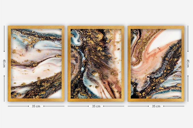 Decoratiivinen Kehystetty Taulu (3 osaa) 35x45 - Sisustustuotteet - Taulu & taide - Canvas-taulu
