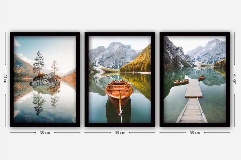 Decoratiivinen Kehystetty Taulu (3 osaa) 35x45 - Sisustustuotteet - Taulu & taide - Canvas-taulu