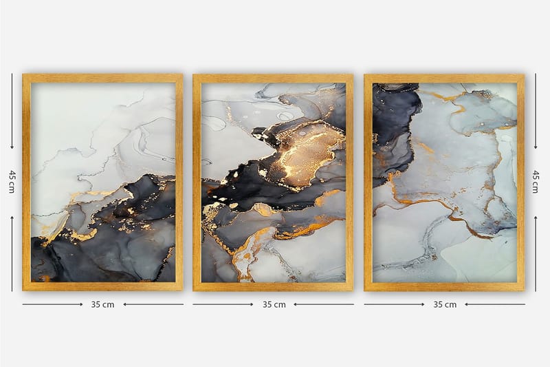 Decoratiivinen Kehystetty Taulu (3 osaa) 35x45 - Sisustustuotteet - Taulu & taide - Canvas-taulu