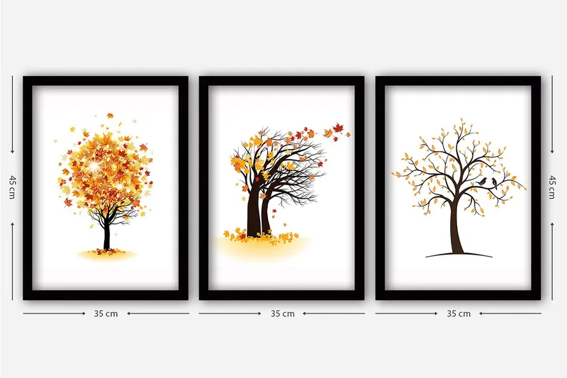 Decoratiivinen Kehystetty Taulu (3 osaa) 35x45 - Sisustustuotteet - Taulu & taide - Canvas-taulu