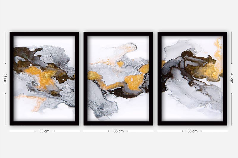 Decoratiivinen Kehystetty Taulu (3 osaa) 35x45 - Sisustustuotteet - Taulu & taide - Canvas-taulu