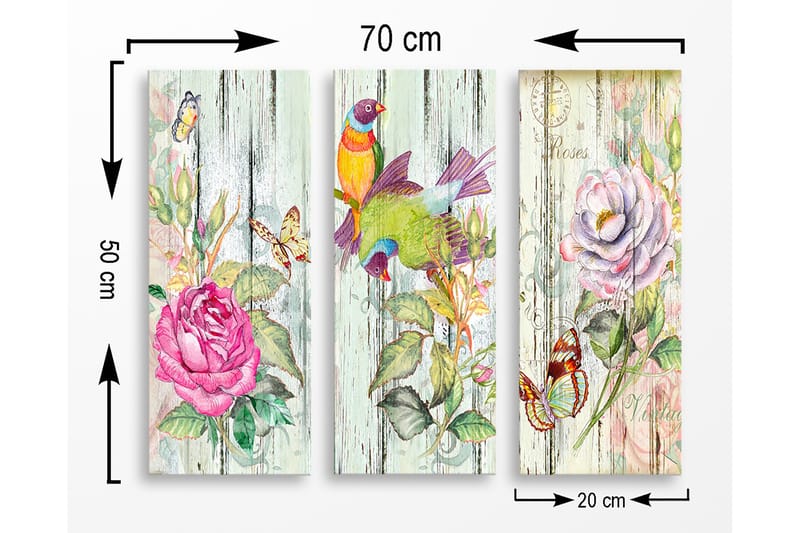 Decoratiivinen MDF-taulu (3 osaa) 20x50 - Sisustustuotteet - Taulu & taide - Canvas-taulu