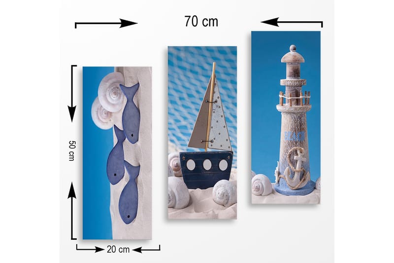 Decoratiivinen MDF-taulu (3 osaa) 20x50 - Sisustustuotteet - Taulu & taide - Canvas-taulu