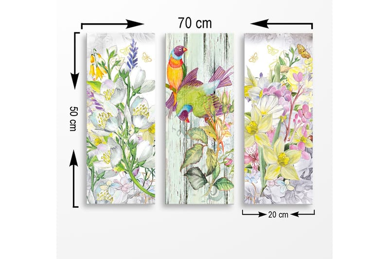 Decoratiivinen MDF-taulu (3 osaa) 20x50 - Sisustustuotteet - Taulu & taide - Canvas-taulu