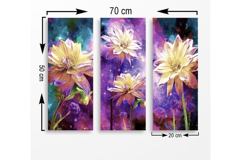 Decoratiivinen MDF-taulu (3 osaa) 20x50 - Sisustustuotteet - Taulu & taide - Canvas-taulu