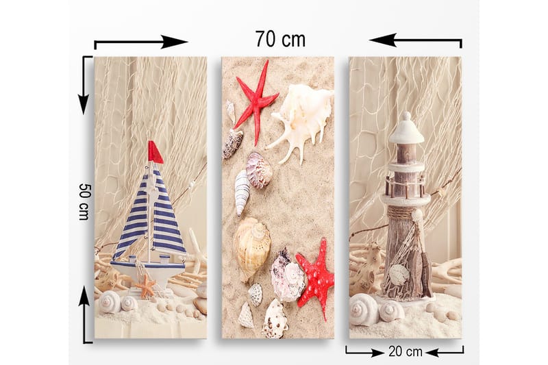 Decoratiivinen MDF-taulu (3 osaa) 20x50 - Sisustustuotteet - Taulu & taide - Canvas-taulu