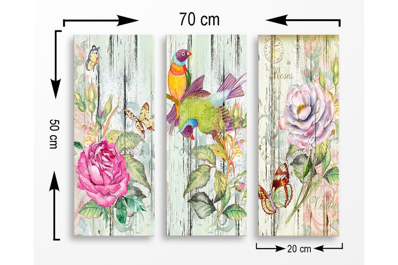 Decoratiivinen MDF-taulu (3 osaa) 20x50 - Sisustustuotteet - Taulu & taide - Canvas-taulu