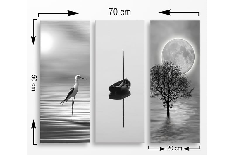 Decoratiivinen MDF-taulu (3 osaa) 20x50 - Sisustustuotteet - Taulu & taide - Canvas-taulu