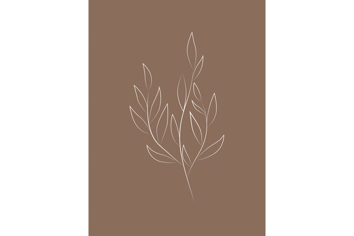 Juliste Drawed leaf 30x40 cm - Ruskea - Juliste