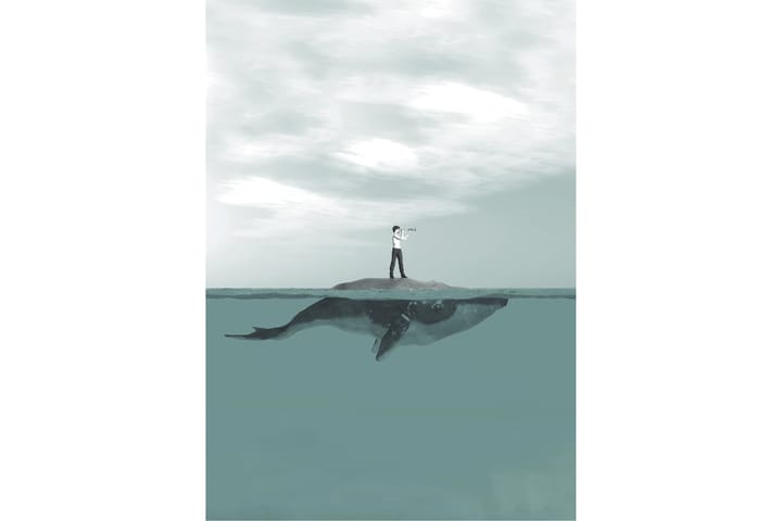 Boy & Whale Kuva Sininen/Harmaa - 50x70 cm - Juliste