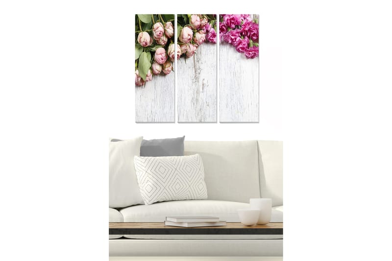 Canvastaulu Floral 3-pak Monivärinen - 20x50 cm - Sisustustuotteet - Taulu & taide - Juliste
