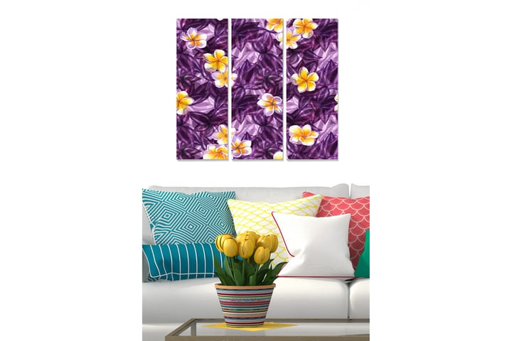 Canvastaulu Floral 3-pak Monivärinen - 20x50 cm - Juliste