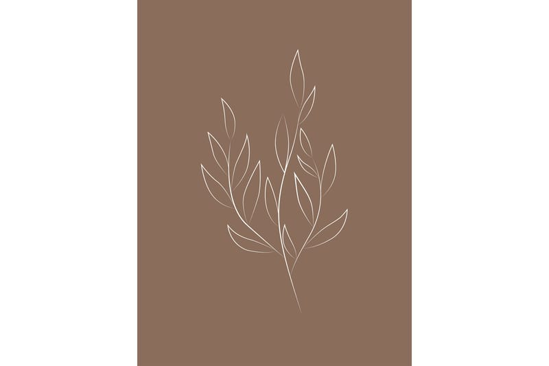 Juliste Drawed leaf 30x40 cm - Ruskea - Sisustustuotteet - Taulu & taide - Juliste