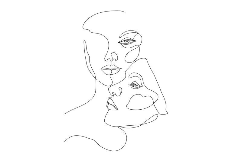 Juliste Faces 21x30 cm, Musta/Valkoinen