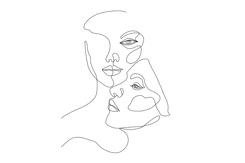 Juliste Faces 30x40 cm, Musta/Valkoinen