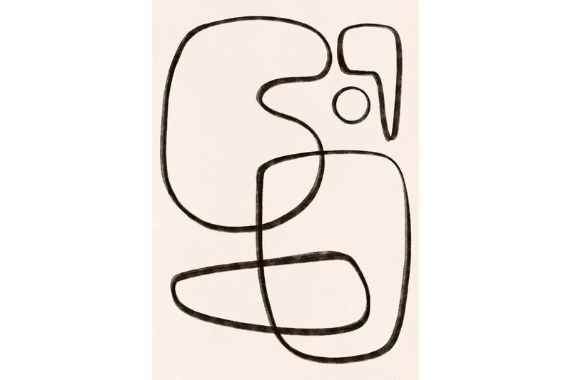 Juliste Line art 21x30 cm, Valkoinen/Musta