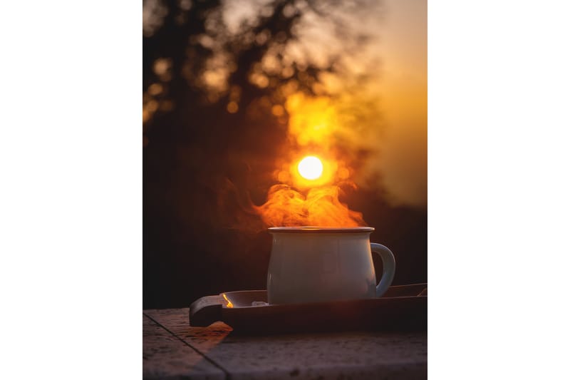 Juliste Morning coffee 30x40 cm - Oranssi/Musta - Sisustustuotteet - Taulu & taide - Juliste