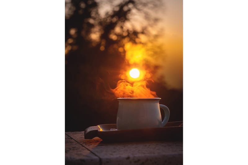 Juliste Morning coffee 50x70 cm - Oranssi/Musta - Sisustustuotteet - Taulu & taide - Juliste