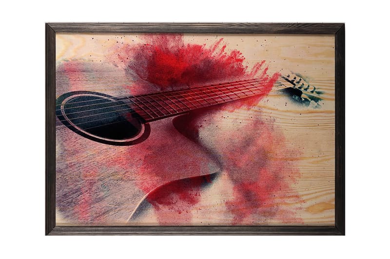 Red Splashed Guitar Kuvitius Punainen/Beige - 50x35 cm - Juliste - Lastenhuoneen julisteet