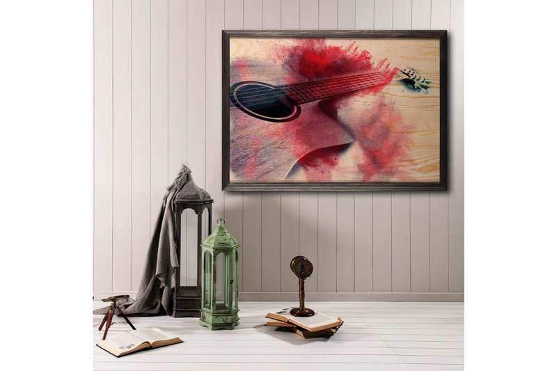 Red Splashed Guitar Kuvitius Punainen/Beige - 50x35 cm - Sisustustuotteet - Taulu & taide - Juliste