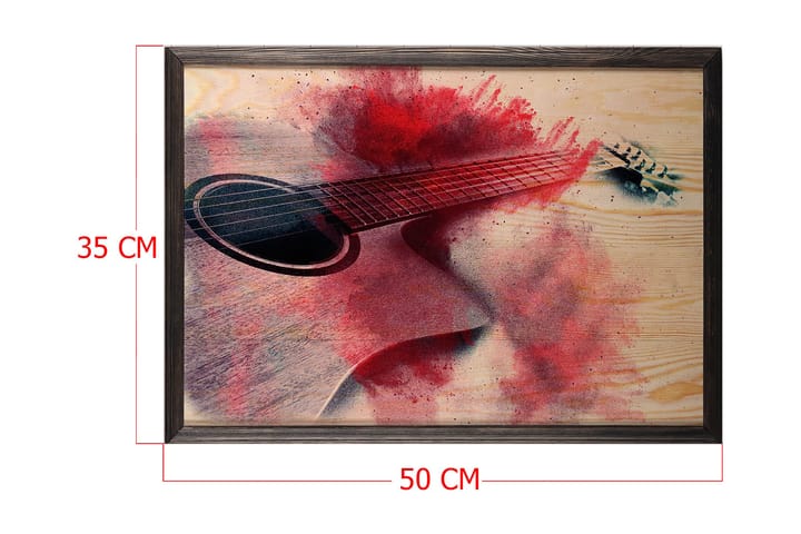 Red Splashed Guitar Kuvitius Punainen/Beige - 50x35 cm - Juliste - Lastenhuoneen julisteet