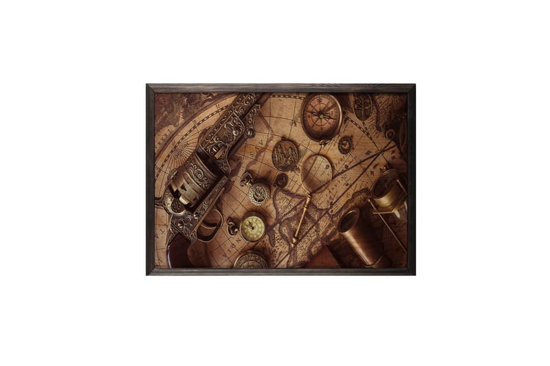 Historical Map, Compass & Watch Kuva Beige/Ruskea - 70x50 cm - Sisustustuotteet - Taulu & taide - Juliste - Retro & vintage juliste