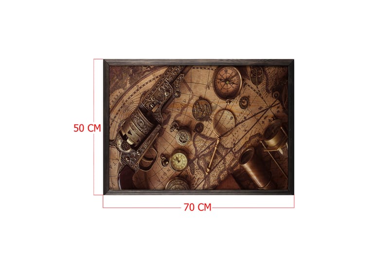 Historical Map, Compass & Watch Kuva Beige/Ruskea - 70x50 cm - Sisustustuotteet - Taulu & taide - Juliste - Retro & vintage juliste