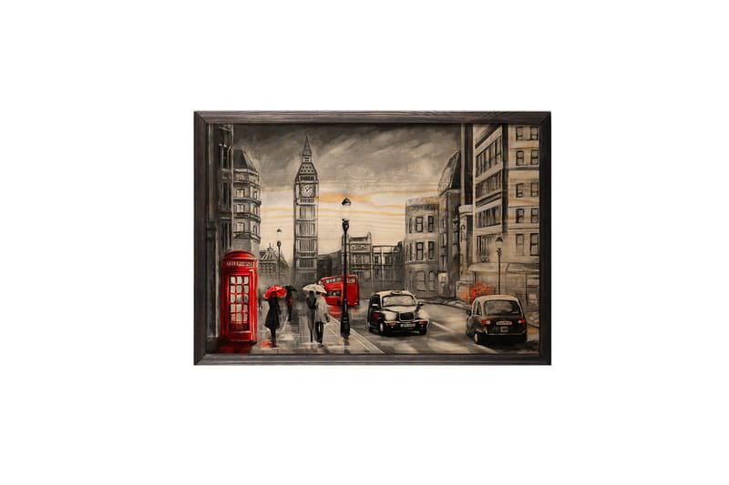 Vintage London Kuvitius Harmaa/Musta/Punainen/Beige - 50x35 cm - Sisustustuotteet - Taulu & taide - Juliste