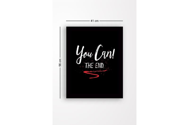 Kehyksiin ripustettu puukangas - 41x56 cm - Inspiroiva teksti kehotuksella ja lopetuksella - Valkoinen / Punainen / Musta - Sisustustuotteet - Taulu & taide